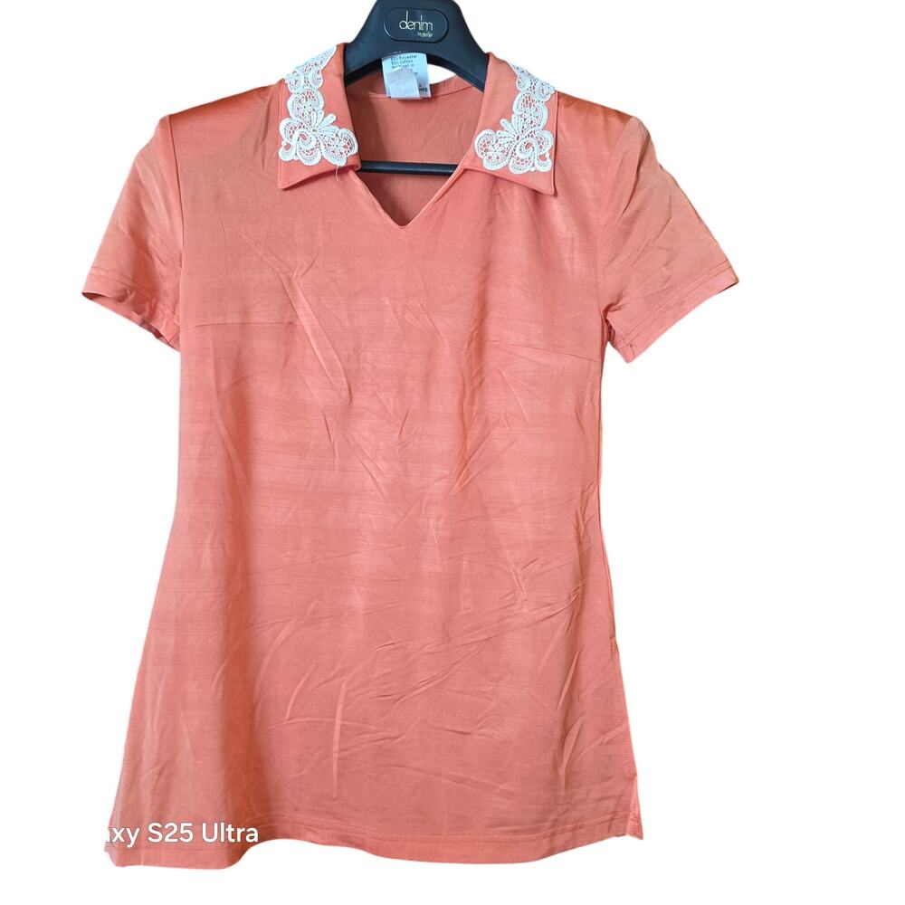 Vintage Mirage,salmon pink midi skirt and short‎ sleeve pull over top set sz M
